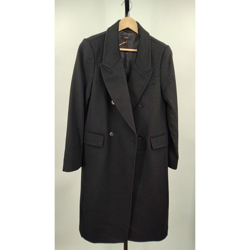 Quince Women's Double-Breasted Black Wool Coat